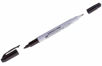 Маркер перманентный двухсторонний Crown «Multi Marker Twin» 2 мм/1 мм, черный, пулевидный (08-8401) - Ручка для маркировки