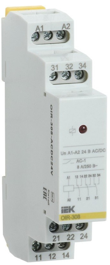 Реле OIR 3 контакта, 8А, 24 В AC/DC (OIR-308-ACDC24V) - Реле промежуточное