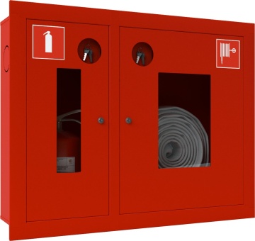 Ш-ПК-О-002 «Т» ВОК (ПК-315ВОК) - Шкаф пожарный встраиваемый со стеклом красный