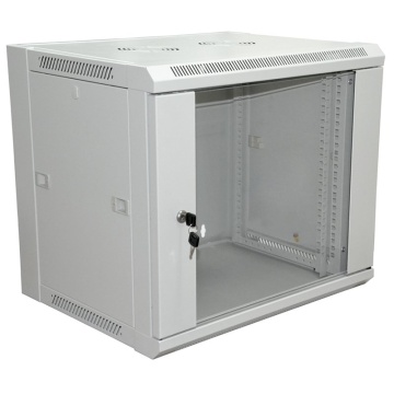 Шкаф телекоммуникационный 19" настенный 12U 600×450×635 мм (ШxГxВ) - передняя дверь стекло, боковые стенки съемные (разобранный) RAL 7035 (04-2202) - Шкаф настенный