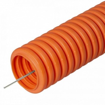 Труба ПНД тяжёлая безгалогенная (HF), оранжевая, с зондом D=25 (PR.022541о) - Труба гофрированная