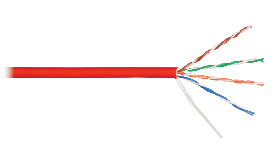 U/UTP 4pair, Cat5e, Solid, In, LSZH (9100C-RD) - Кабель U/UTP 4 пары Cat5e 4х2х0.51, внутренний, LSZH, красный