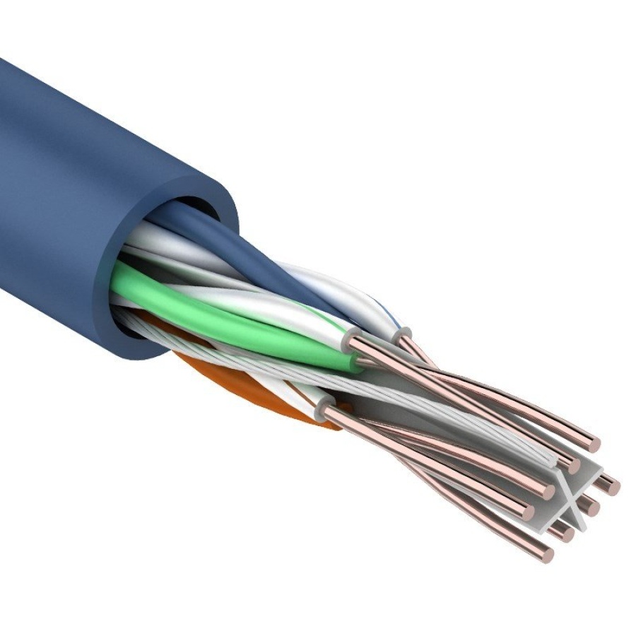 U/UTP 4PR 23AWG CAT6 305м REXANT (01-0047) - Кабель медный UTP Cat6 4x2x0.50, для внешней прокладки, синяя PVC оболочка, 6.5мм